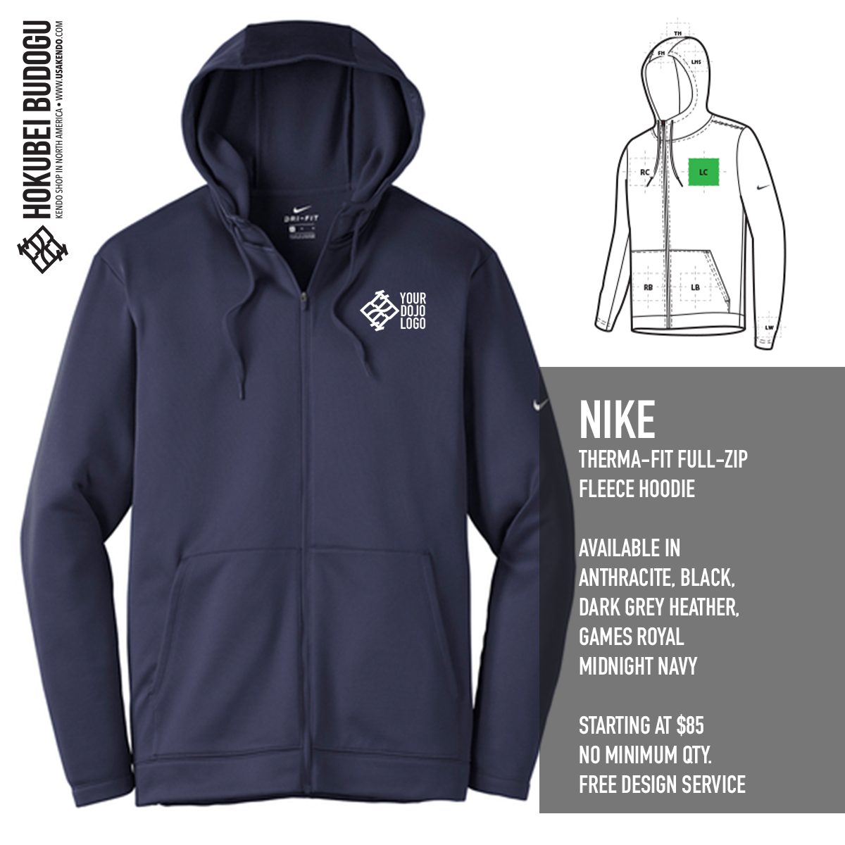 Custom Nike Therma-FIT Kendo Dojo Hoodie | Hokubei – Hokubei Budogu